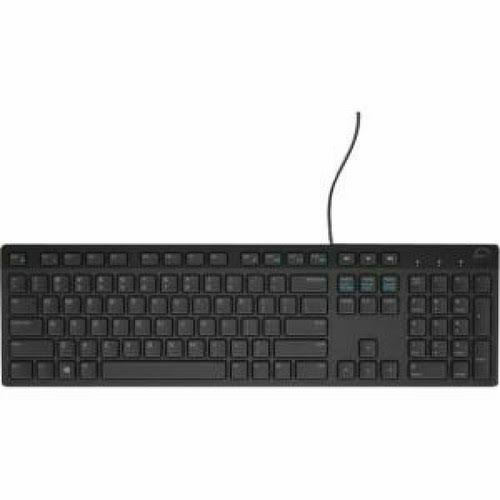 Dell KB1421 0M377H Tastatur mit flachen, leisen Tasten, Schwarz, kabelgebunden, USB, QWERTY
