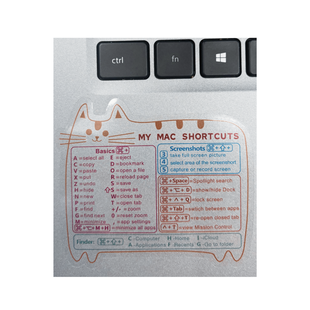 Keyboard Shortcuts Sticker (vinyl) for any MacBook,iMac, Mac Mini